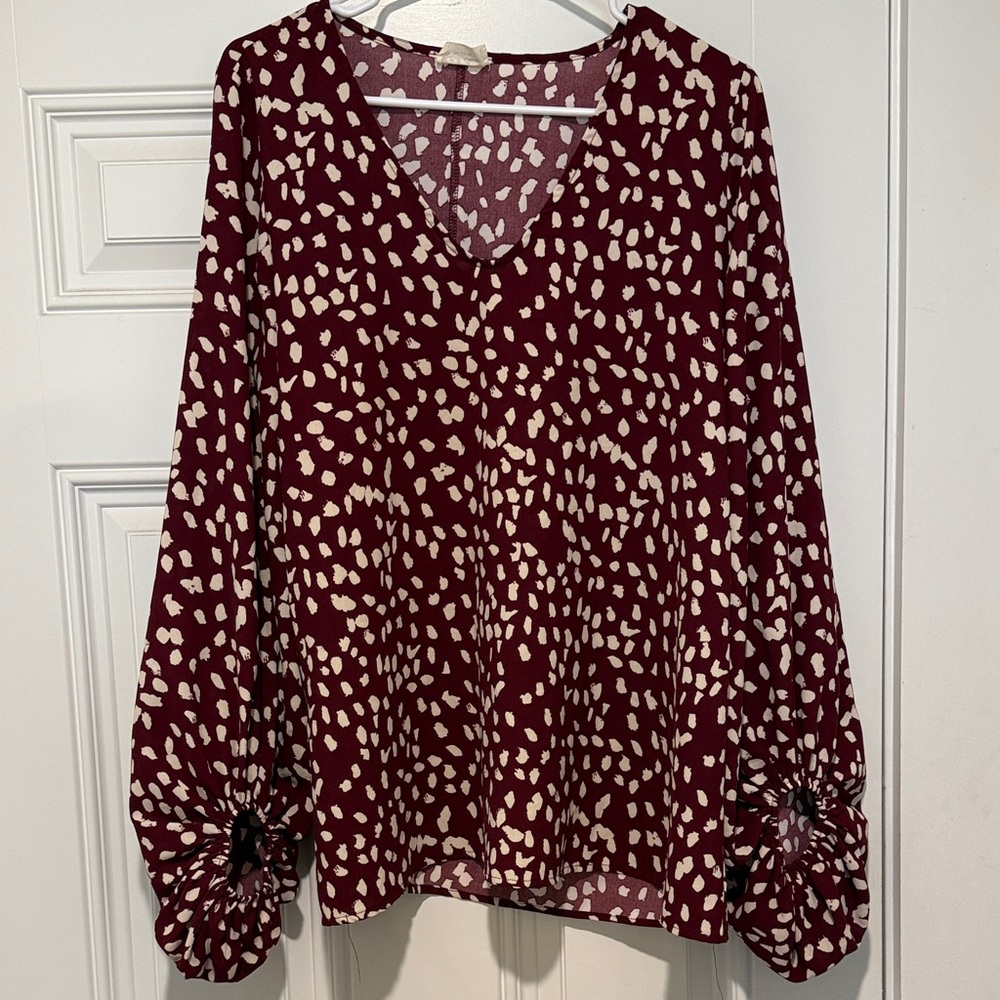 1.4.3. Story by Line Up Burgundy and Cream Blouse